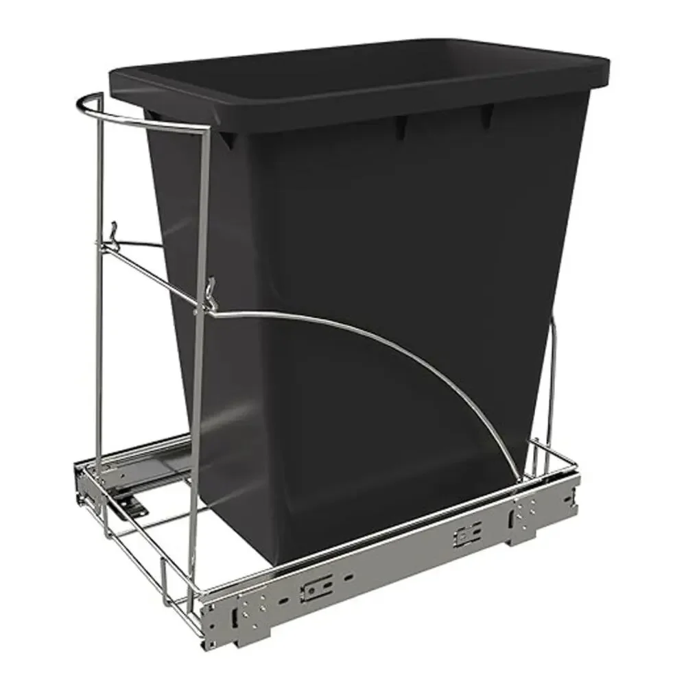 Pull Out Trash Can Organizer Under Cabinet Sink Chrome Sliding Rack No Bin - Picture 1 of 8